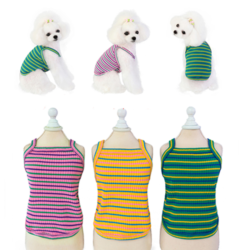 chien vêtements chiot gilet Camisole mignon arc-en-ciel rayé T-shirt été chien vêtements chemise Ropa Perro