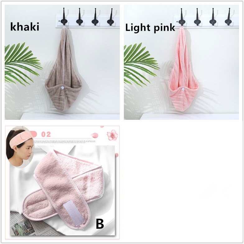 Chapeau absorbant à séchage rapide, 1 pièce, kaki, serviette, Turban enveloppant, chapeau de douche doux, accessoires de salle de bain C01