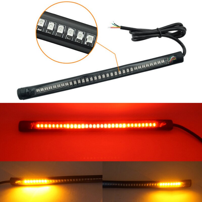 8 " motorcykel led baglygtestriber 48 led rød bremsebaglygte stop baglygte rav blinklys multifunktion vandtæt