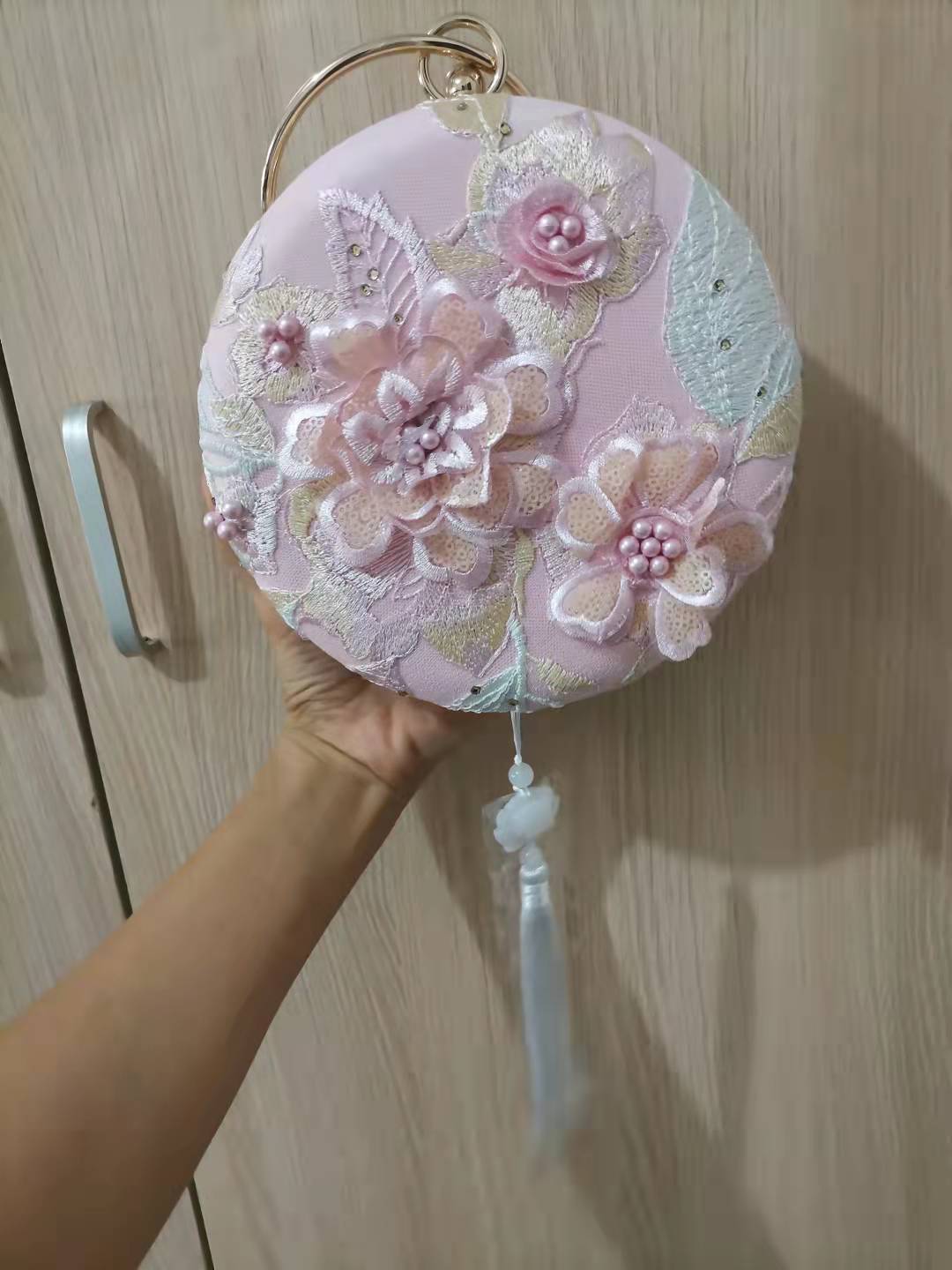 luxuriöse Retro quaste abend kupplung tasche handgemachte stickerei blume runde abendessen tasche Geldbörse Tag hochzeit Handtaschen M1350: Default Title