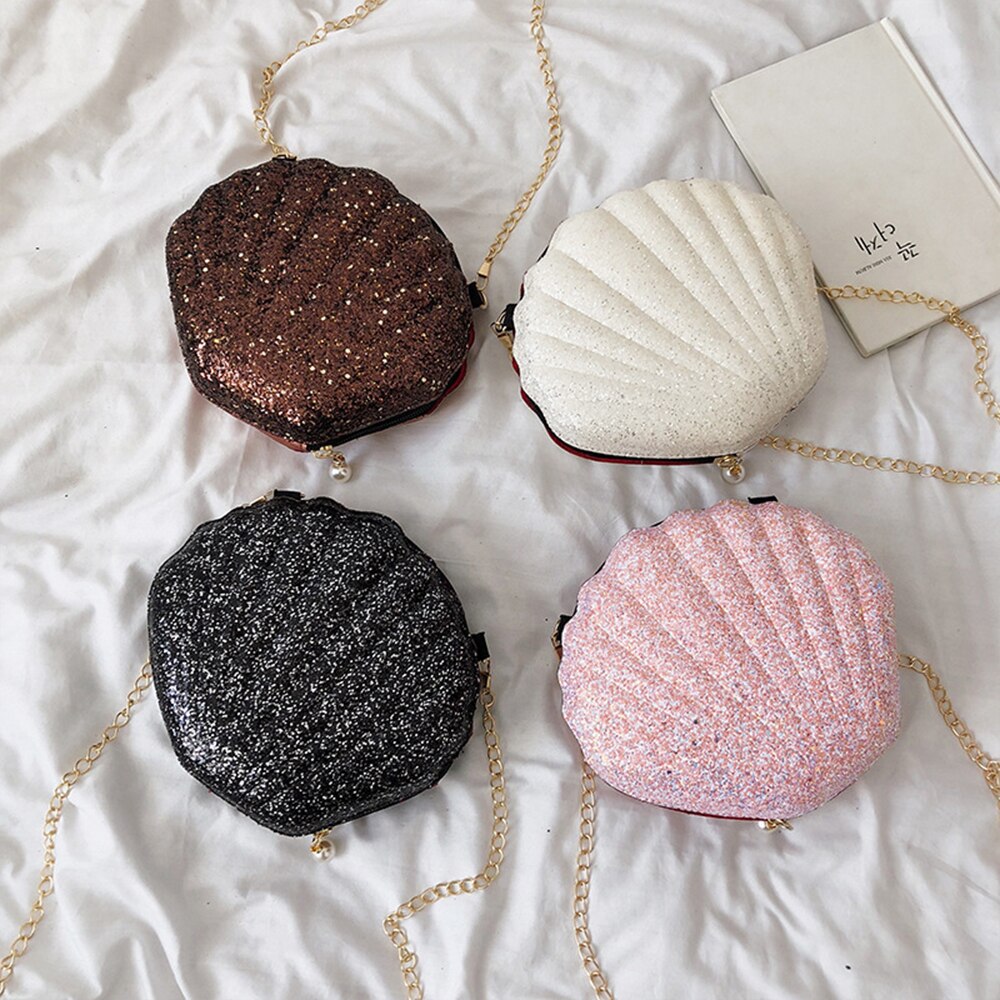 Shell Tassen Voor Vrouwen Mini Pailletten Pu Lederen Telefoon Portemonnees Bling Rits Schouder Cross Body Bag Voor Verkoop