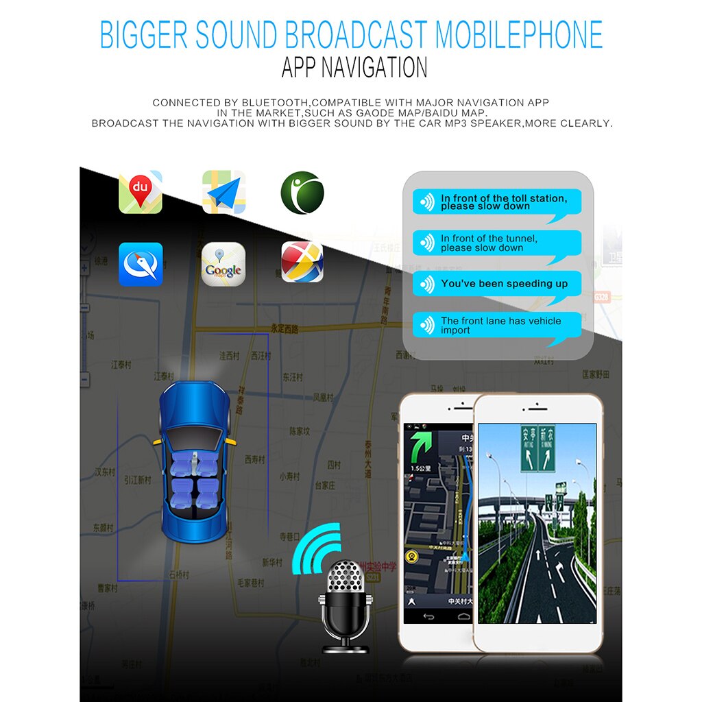 Radio FM stéréo Bluetooth 60W X 4 | Lecteur MP3, Station auto mains libres, Support USB / SD / TF / AUX + télécommande