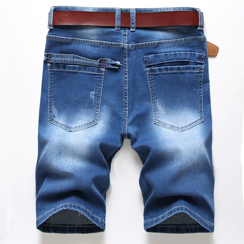 Patchwork Denim Shorts homme Déchiré Jeans Short Patch Cinq points Pantalon Hommes Chic Extensible Lavé Décontracté Short Streetwear