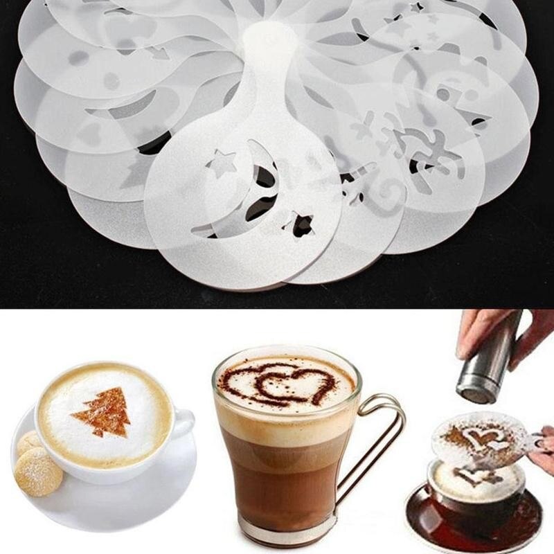 Suklaa shaker cappuccino muotti kahvipainatus malli vaahto spray kakku stensiilit tomusokeri kaakao kahvi työkalusetti