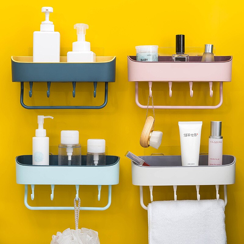 4 farver sugekop hjørne bruser hylde badeværelse organisator shampoo bruser hylde holder køkken badeværelse opbevaring