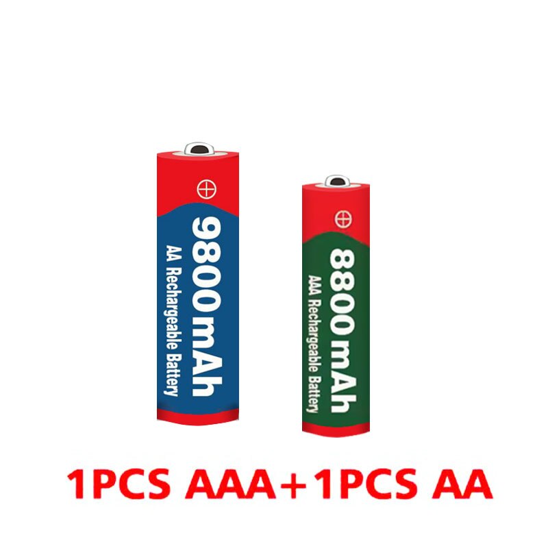 Aa + aaa batteri 1.5v aa 9800 mah +1.5v aaa 8800 mah alkaline 1.5v oppladbart batteri for klokke leker kamera batteri: Gull