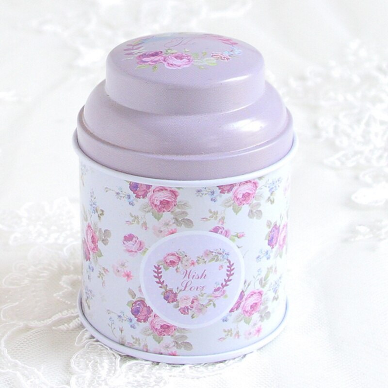 1PC 7.6x5.7cm Mini Candy Tin Boxes Small Metal Tin Can Floral Print Seal Pot Packaging Box Tea Container: 05