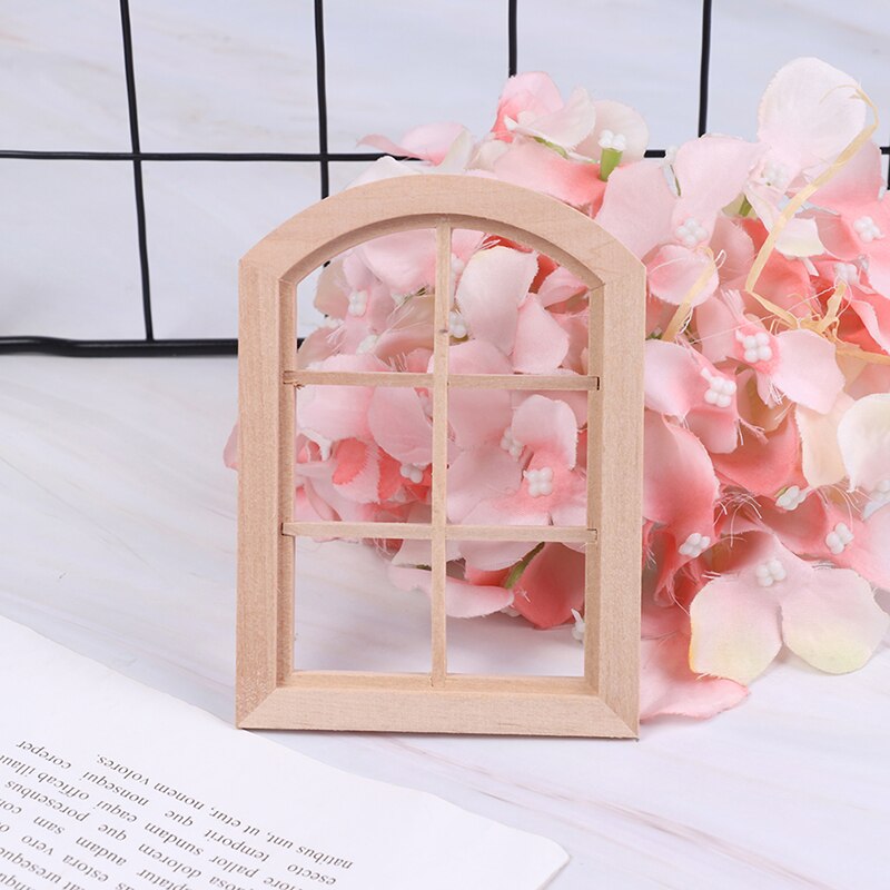 Houten Miniatuur Deel 1:12 Dollhouse Boog Venster Zes Pleinen Hout Simulatie Kamer/Meubels Mypanda: Default Title