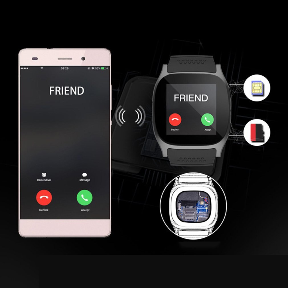 Stepfly T8 Bluetooth Smart Horloge Met Camera Facebook Whatsapp Ondersteuning Sim Tf Card Call Smartwatch Voor Android Telefoon