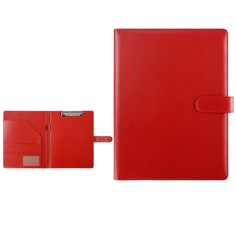 Vergadering Bestandsmap Multifunctionele Manager Map A4 Zakelijke Informatie Boek Lederen Map Schrijfblok Pad Schoolbenodigdheden: Board clip-red
