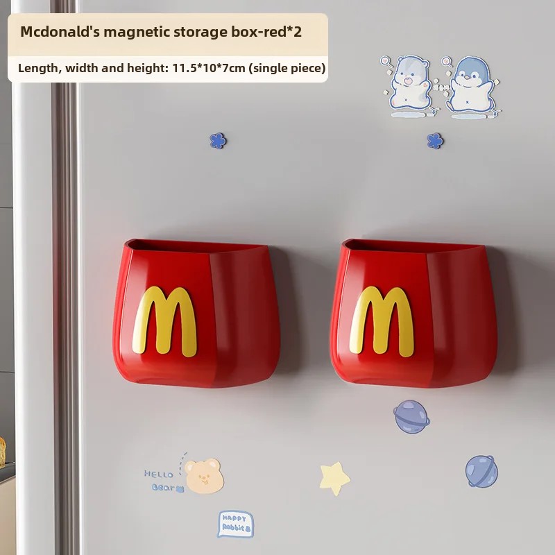 Conteneur de rangement de cuisine, boîte de rangement magnétique pour réfrigérateur, sans trou, mural, décoration de maison, articles de cuisine, aimant: kaki foncé