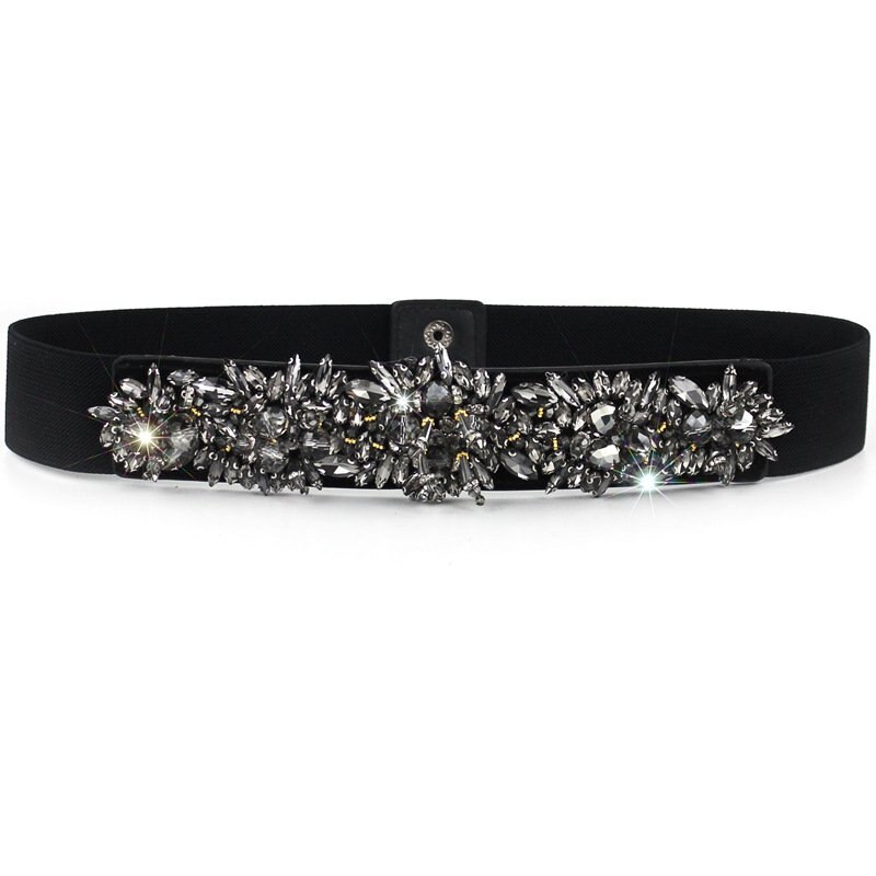 Cinturón de vestido de noche blanco y negro, cristal hecho a mano, Diamante de imitación, cinturón de boda para novia, adorno de cuentas, fajín, accesorio B67: Black