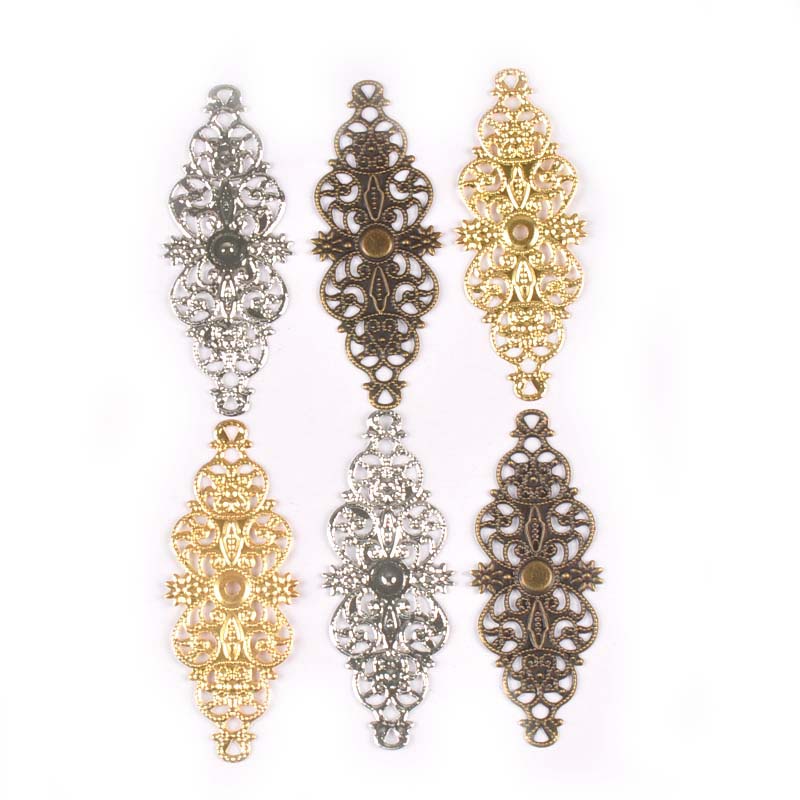 Bronze Tone Flower Filigree Connectors Wraps Embellishments For Scrapbook Home Decoration DIY Metal Crafts Supplies 10Pcs yk0734