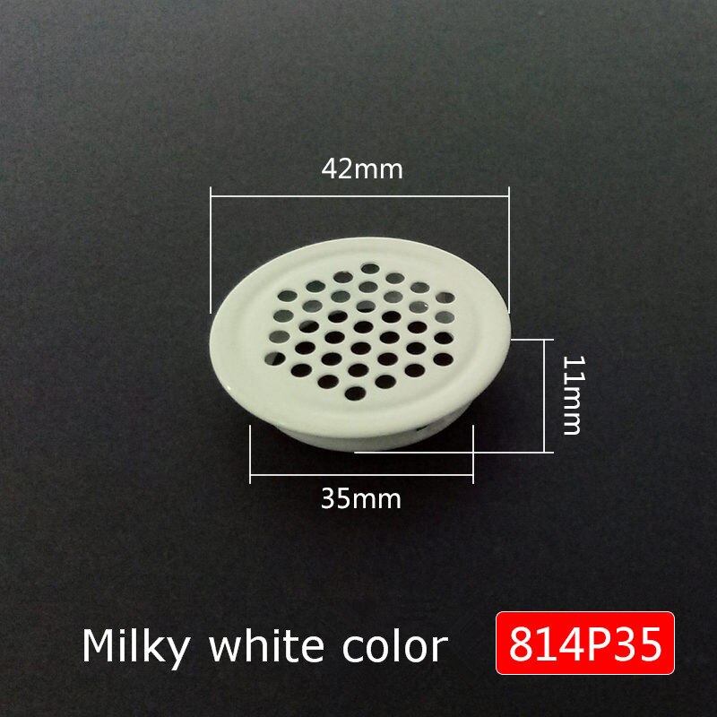 4 stk mælkehvidt skab luftspjæld lameller mesh hul rundt rustfrit stål flad overflade konveks overflade 19mm/25mm/30mm/35mm/53mm: Fladt hul dia .35mm
