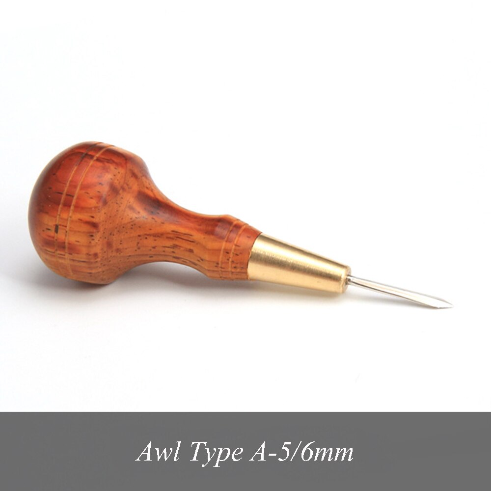 Stitching Awl with Diamond Shape Blade cutter cutting leather cut with good wooden handle leather craft DIY awl: type  A 5mm