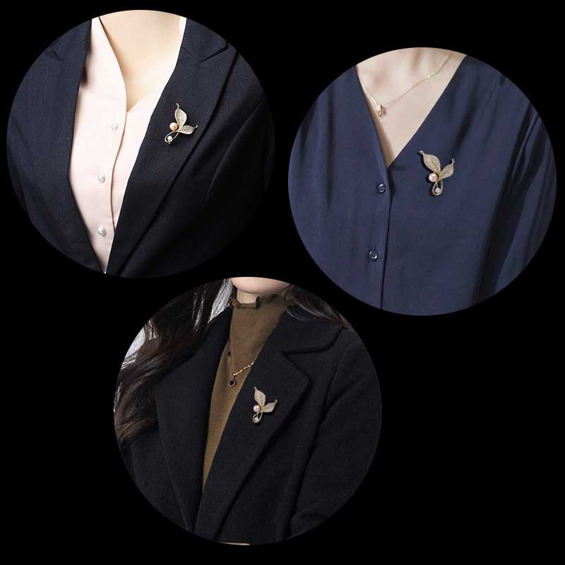 Broches delicados de hojas de árbol para mujer, alfileres Vintage con diamantes de imitación de cristal, camisas, trajes, broche de solapa, Pin, insignia de Collar Retro, joyería