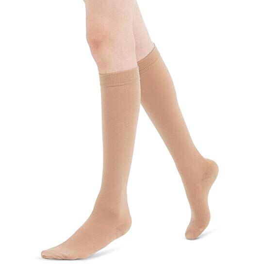 Nuovi calzini unisex Calze a compressione Pressione Vena varicosa Calza Gamba alta Supporto Stretch Pressione Circolazione Fresco: Beige