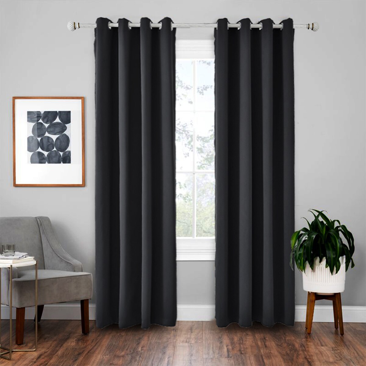 Blackout Curtain, Darken Insulated Curtains, Solid Color Anti-Sun Blackout Living Room Bedroom Single Ornament: Black / 132X213cm