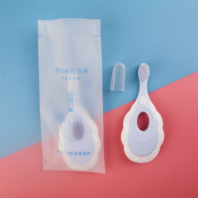 Kids Toothbrush Infant Toothbrush with Handle Silicone Oral Care Cleaning Brush for Toddlers Ages 2-12: 1PCS Blue A