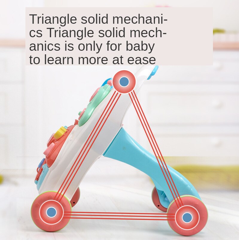 Baby walker anti-rollover walker multifunktionell tidig utbildning leksak hand push baby walker 7-24 månader