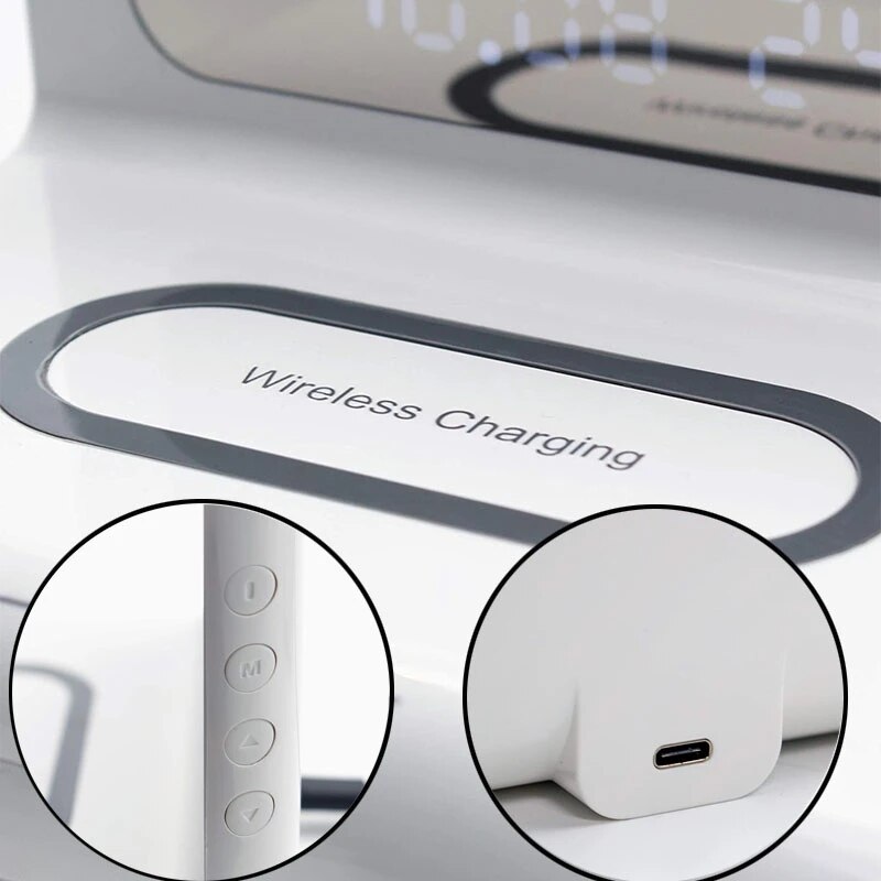 Réveil Bluetooth 5.0 Grand Écran Miroir - Radio FM Haut-Parleur Batterie 1600mAh