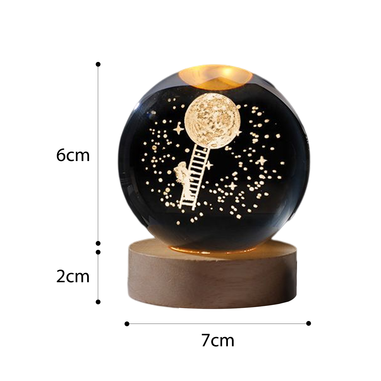 LED Kristall kugel Nachtlicht USB Aufladen 3D gravierte Mond Planet Galaxie Astronaut glühenden Kristall kugel Tisch lampe Geburtstags: Dunkelgrau