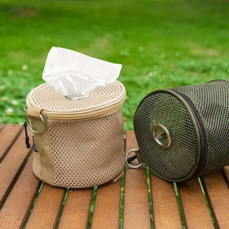 Udendørs camping lommetørklædeetui rullepapir opbevaringspose med krog bærbar lommetørklædeholder telt hængende servietholder campingudstyr