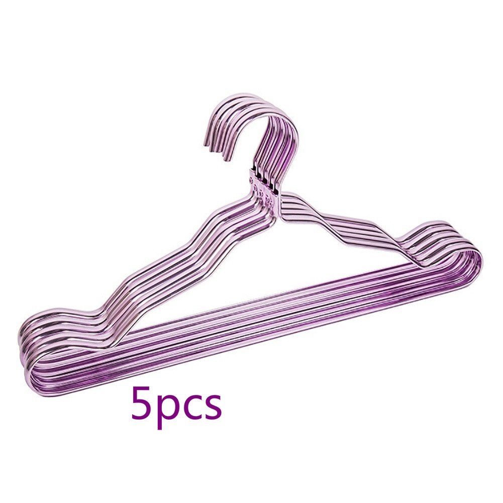 5 Stks/set Pak Kledingrek Aluminium Kleding Volwassen Rek Slip-Naadloze Metalen Kleerhanger Kast Organizer Woonbenodigdheden: Paars