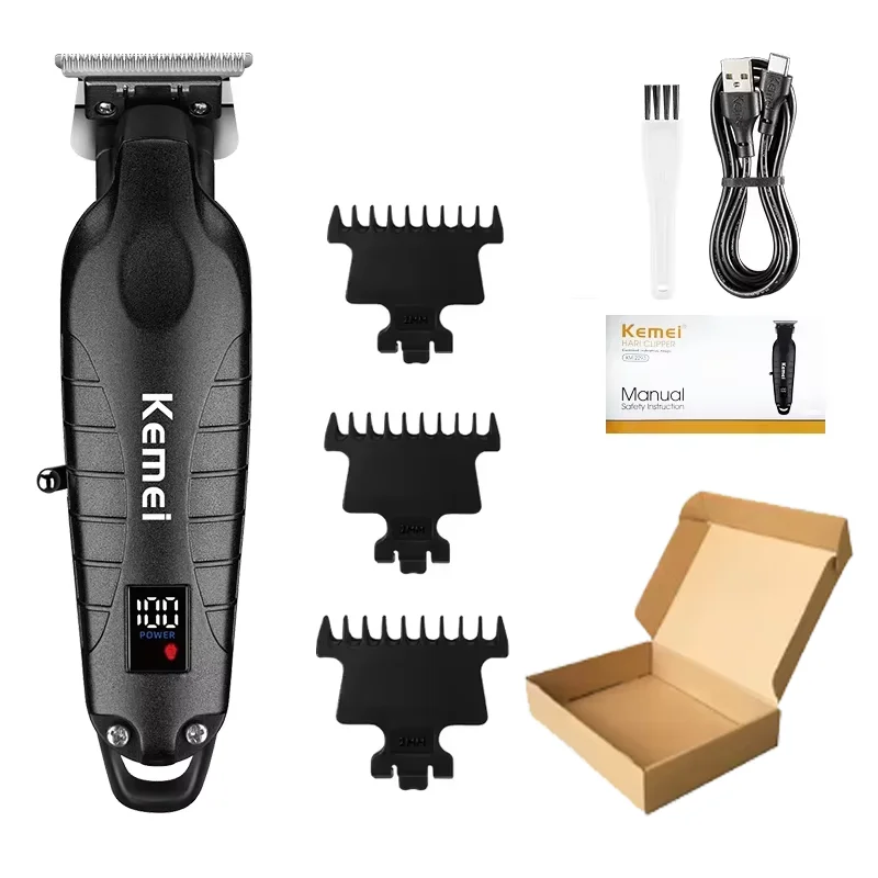 Kemei KM-2290 KM-2293 KM-T95 Cutting Machine Electric Shaver Hair Trimmers With LCD Display Men's Hair Clipper: black