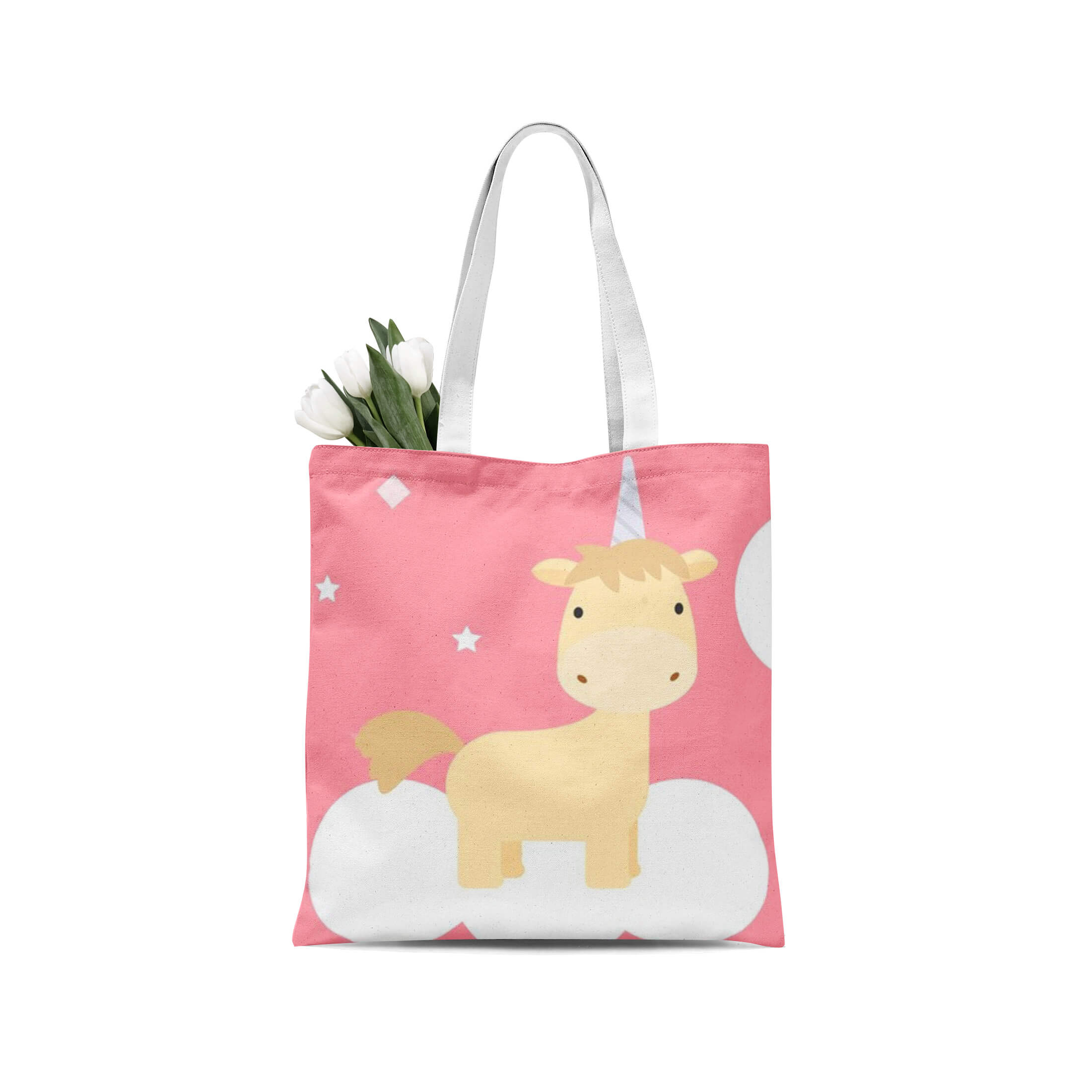 Women Handbags Cute Unicorn Print Handbags Can One Shoulder Shopping Bag Portable Folding Outdoor Beach