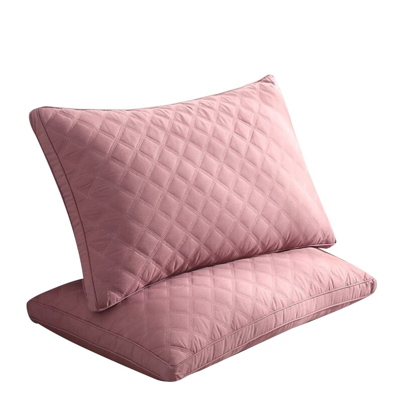 Color sólido almohadas saludables para dormir en casa de cama de Hotel Cervical almohada central cuello de terciopelo de algodón puro almohada de lavado: Red / 48x74cm Medium heigh