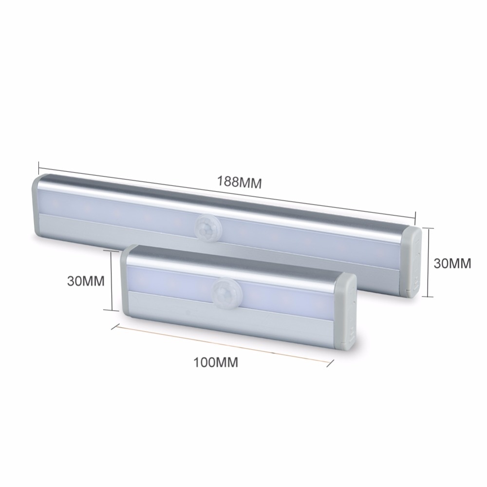Sensor de movimiento LED Night Light 6 10 LED alto lumen PIR lámpara bajo luces del Gabinete cocina armario emergencia Iluminación