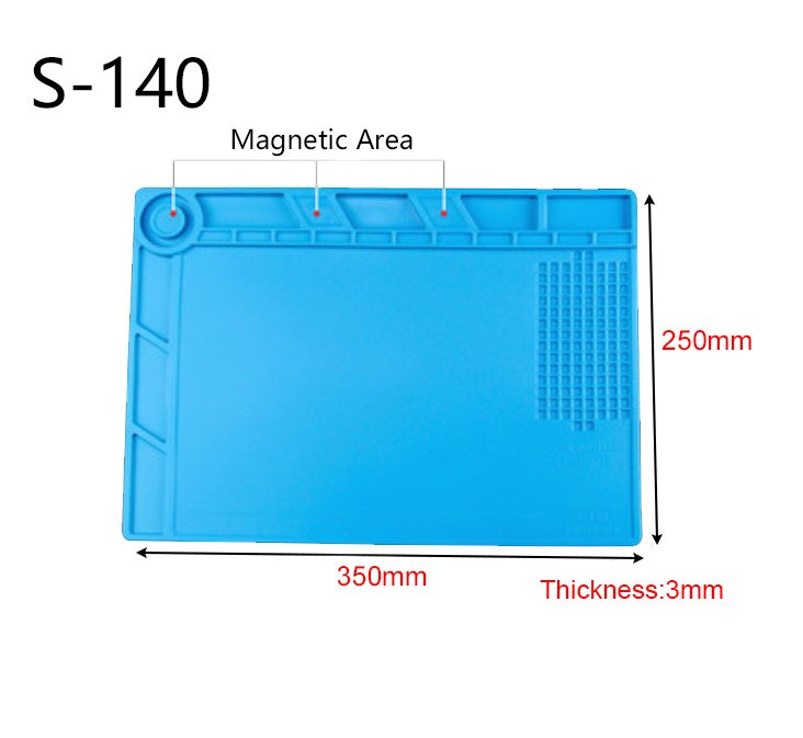 Isolatie Silicone Solderen Pad Mat S-170 S-160 S-150 S-140 Bureau Onderhoud Platform Voor Reparatie Station Wit Magnetische: S140