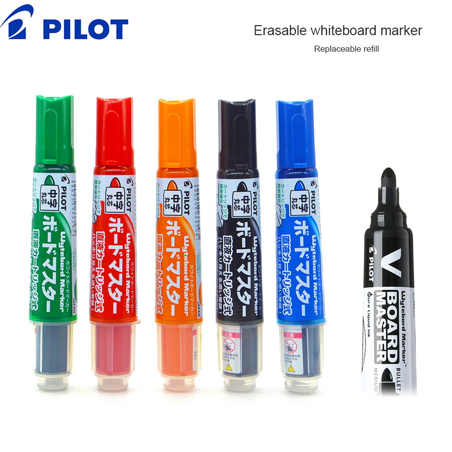 Pilot color whiteboard-tusj, slettbar, påfyllbar penn, v board master, japansk skrivesaker, 1.7-12mm tørrviskende tusjer for skolen