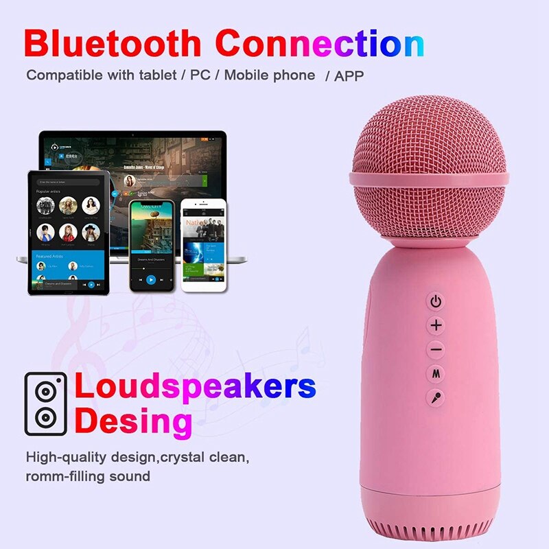 Wireless Bluetooth Karaoke Microphone Cute Speaker Handheld Microphone Player Singing Recorder Portable Mic