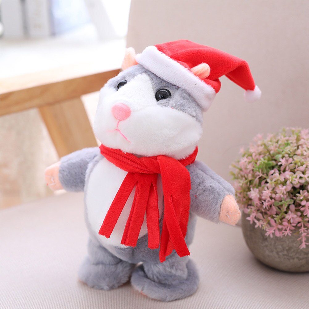 Plush Hamster Toy Christmas Recording Electric Hamster Talking Speaking Walking Mouse Toys Learn To Talk Kids Fun