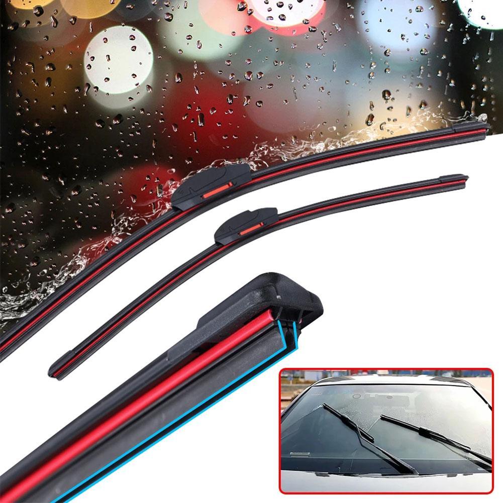 Universal Frameless Car Wiper Blades, pára-brisas, Soft Double Rubber Strip, Acessórios para pára-brisas