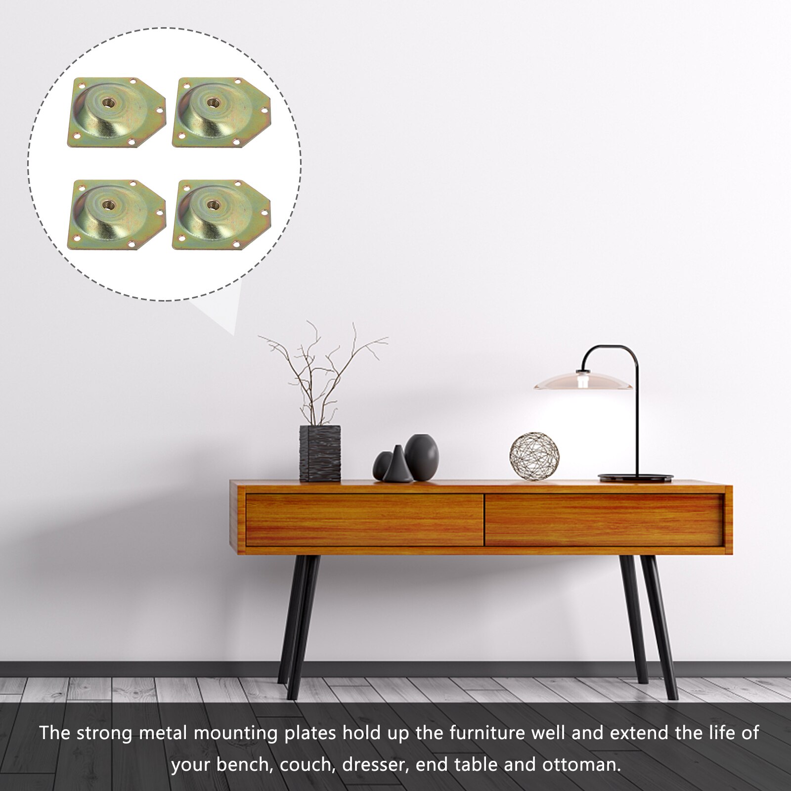 4pcs Furniture Leg Attachment Plates Angled Leg Mounting Plates with Screws