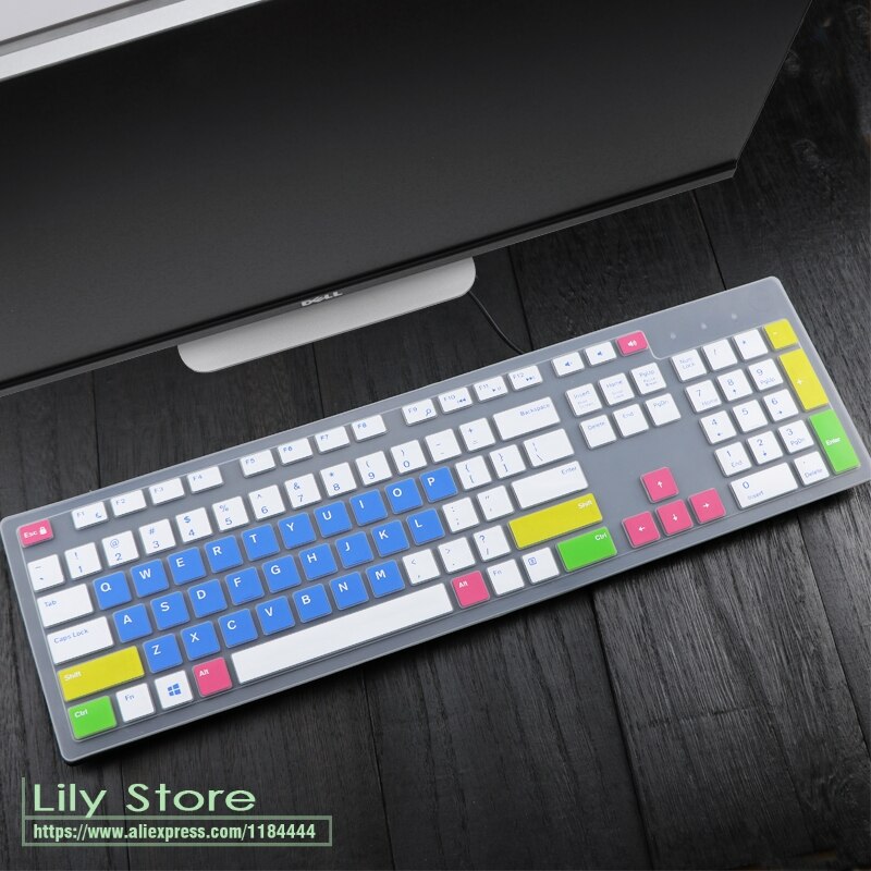 Tastatur Abdeckung haut Schutz für Dell KM636 Drahtlose Tastatur & Dell KB216 Verdrahtete Tastatur Wasserdichte Protector Haut: candyblue