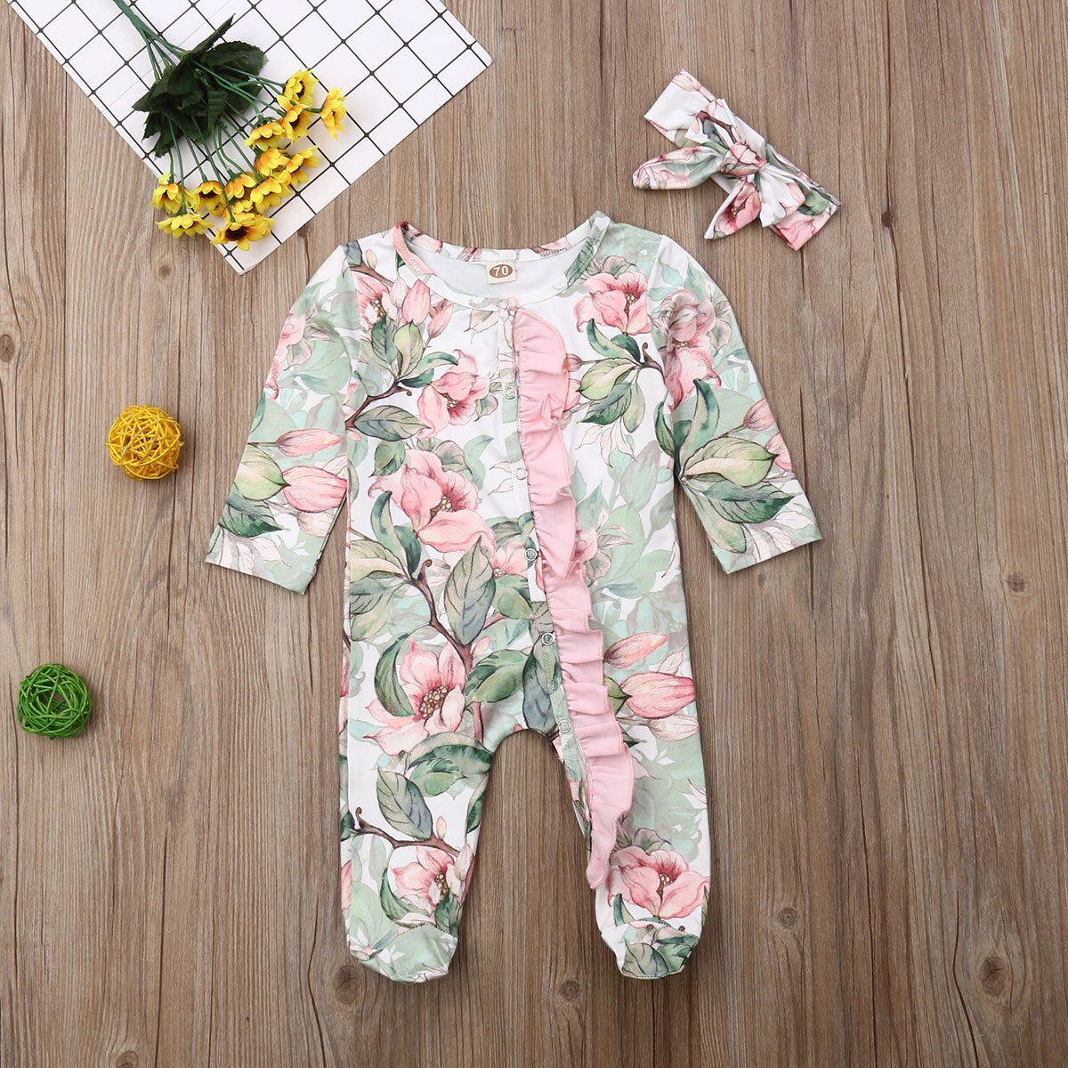 Pudcoco Newborn Infant Baby Girl Floral Dot Clothes Romper Jumpsuit Milk Silk Outfits: WHITE / 18m