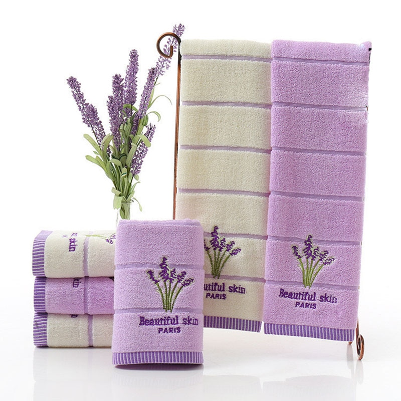 34*75cm Stickerei Romantische Lavendel Handtücher Baumwolle Strand Handtuch Waschlappen Für die pool Servietten Küche Handtuch Toalha De banho