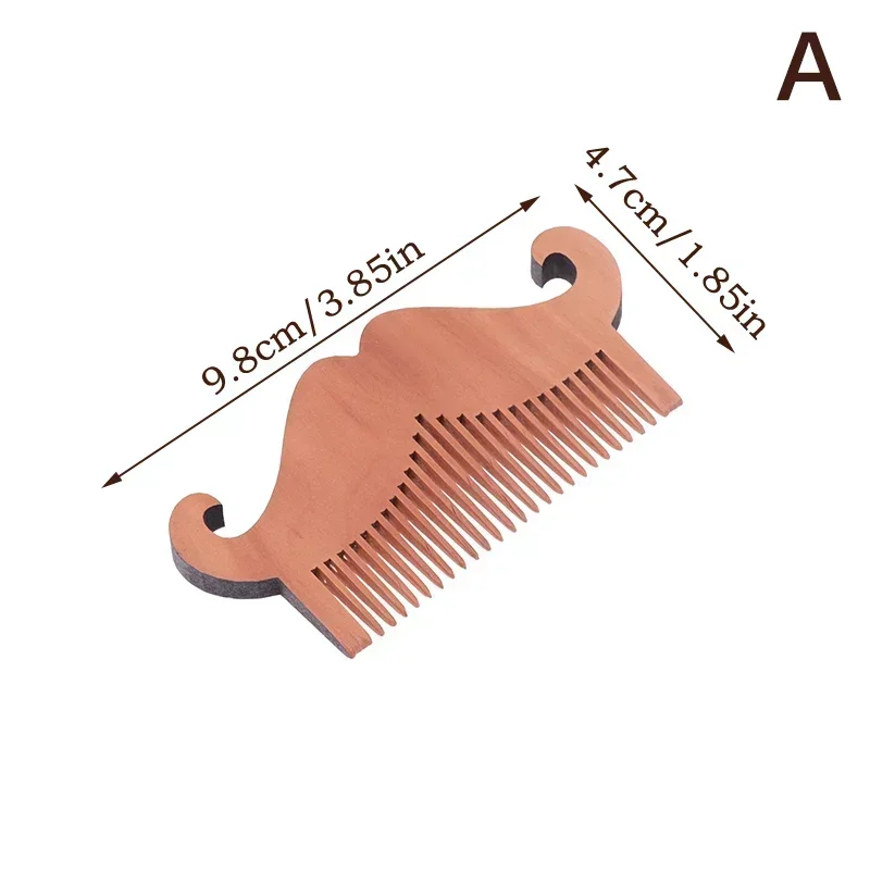 Peine de barba de madera para hombres, cepillo de pelo de bigote, dientes gruesos finos, bálsamos de barba perfectos, aceites esenciales, peines: Negro