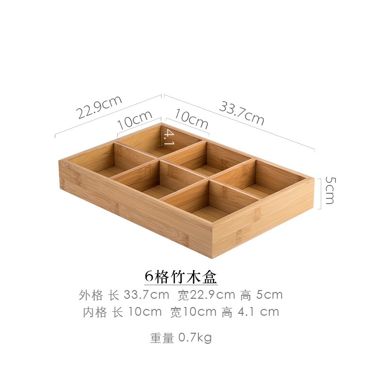 Japanese Style Nine Square Grid Plate Two Three Four Six Grid Bamboo Box Sushi Plate Pot Divided Grid Bamboo Plate: D 33.7x22.9x5cm