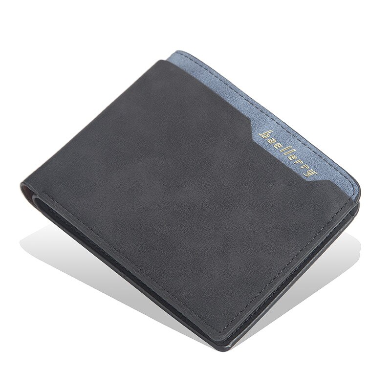 Luxury Brand Men Short Wallets Simple Multi-card Position Open Coin Purse Fashionable Soft Leather Thin Wallet: Black