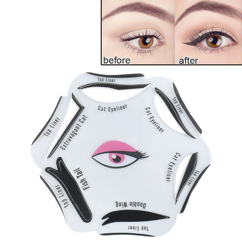 Eyeliner Tutorial 6 in 1 Make Eyeliner Stencil Klassieke Rokerige Ogen Template Quick Beauty Tool