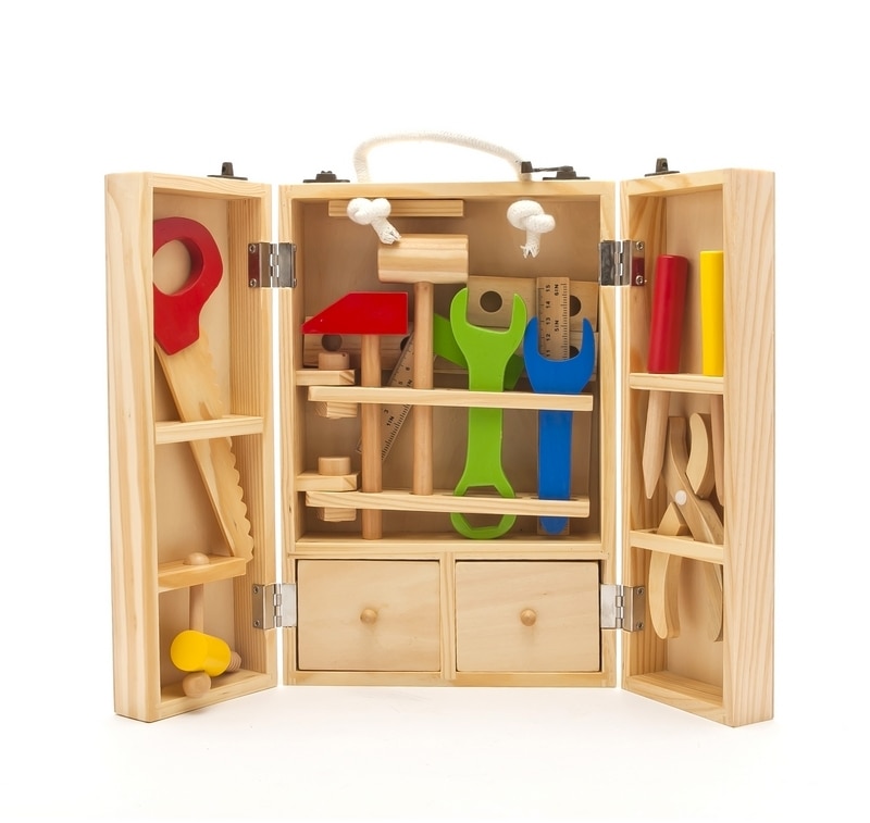 Bambino prima educazione in legno sconstruction giocattoli multifunzionale falegnami tool box kit