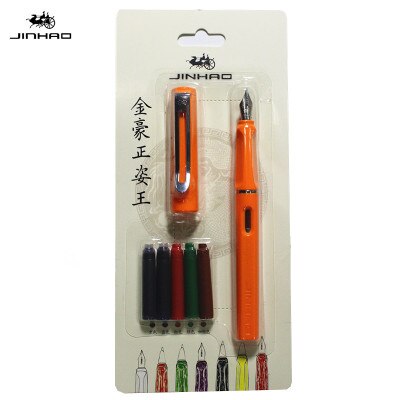 Pluma estilográfica JINHAO 599A, juego de bolígrafos de tinta correctora de postura de escritura de 0,5 Mm para útiles escolares para estudiantes, papelería: Orange