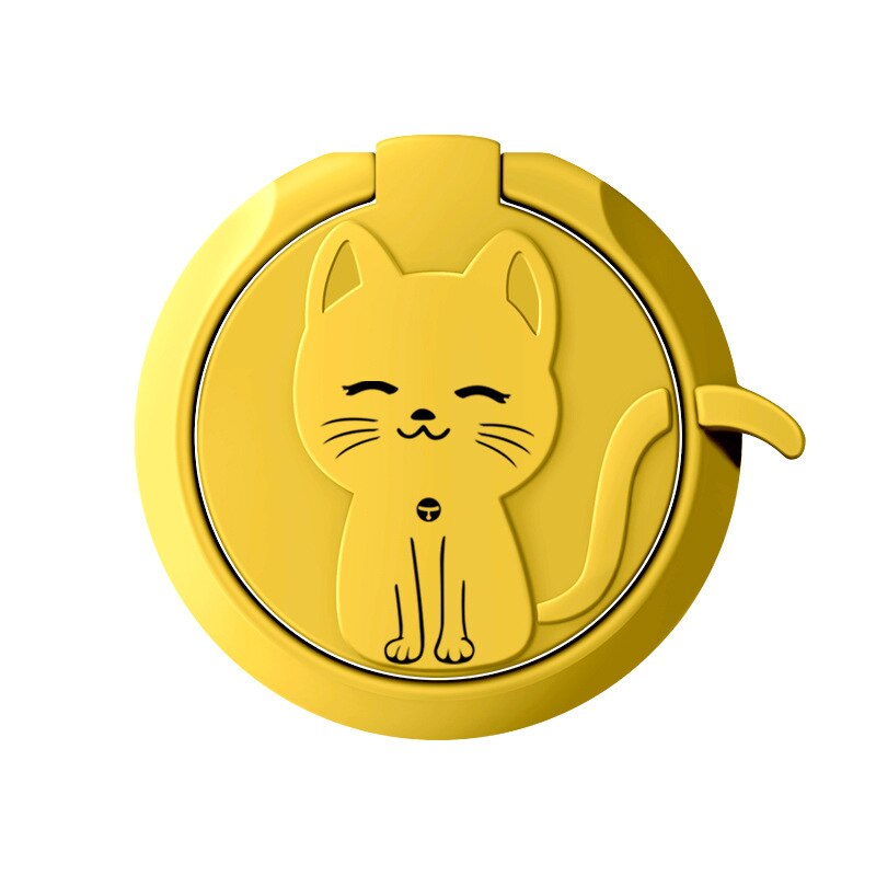 2021 nya söta katter metall 360 graders snurr finger ring telefon hållare ring hållare söt cell grepp uttag för telefon magnet fäste: Orange