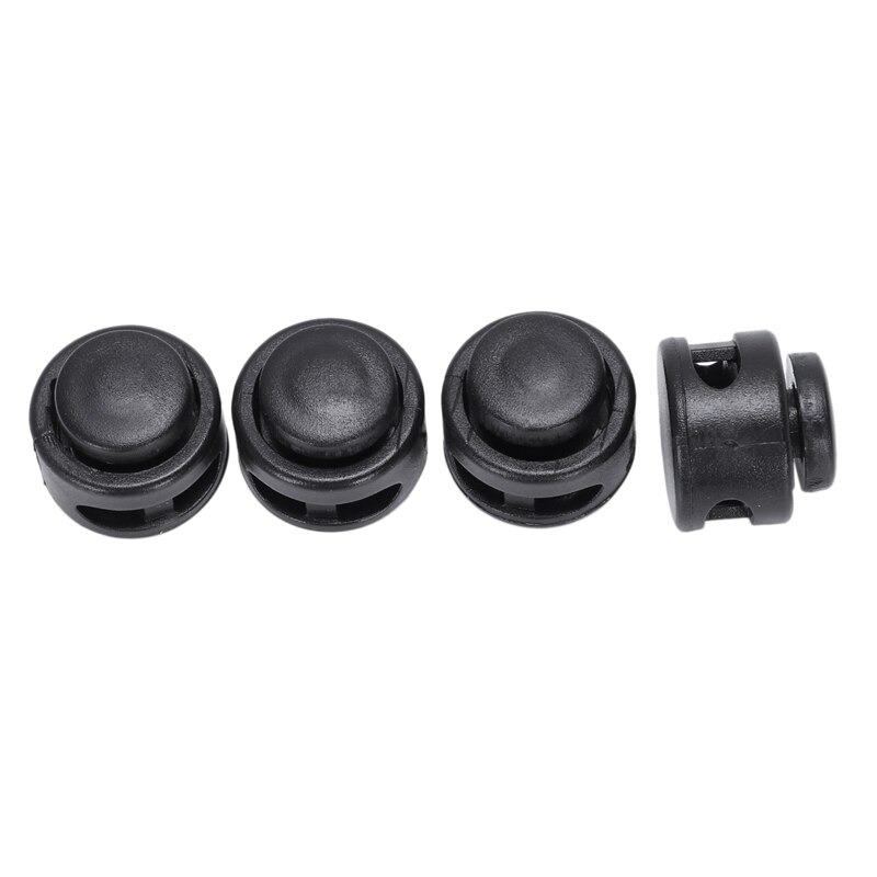 10 Pcs 4 mm Dia Double Hole Cable Stopper Cord End, Black & 10 Pcs Diameter 8 mm Hole
