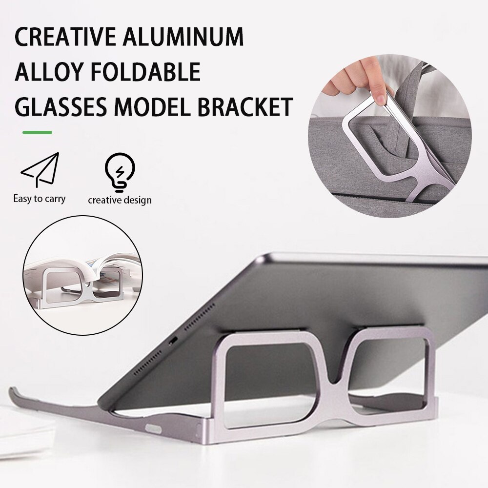 Aluminum Alloy Foldable Glasses Model Laptop Mount Adjustable Laptop Holder Notebooks Cooling Stand In Stock